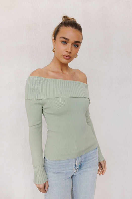 Vita Longsleeve Knit Top - Sage Green