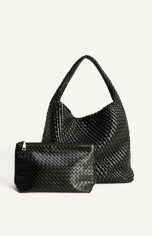 Andrea Hobo Bag - Black Faux Leather
