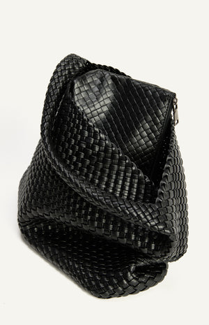 Andrea Hobo Bag - Black Faux Leather