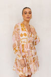 Wells Dress - Pink/Tan Print