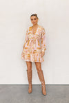 Wells Dress - Pink/Tan Print