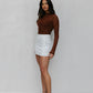 Sage Skirt - White Pinstripe