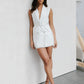 Cullen Mini Blazer Dress - White Pinstripe