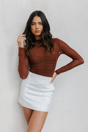 PRE ORDER MID-NOVEMBER - Sage Skirt - White Pinstripe