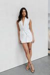 PRE ORDER MID-NOVEMBER - Cullen Blazer Dress - White Pinstripe