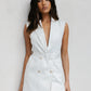 Cullen Mini Blazer Dress - White Pinstripe