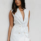 Cullen Mini Blazer Dress - White Pinstripe