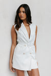 PRE ORDER MID-NOVEMBER - Cullen Blazer Dress - White Pinstripe