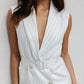 Cullen Mini Blazer Dress - White Pinstripe