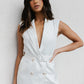 Cullen Mini Blazer Dress - White Pinstripe