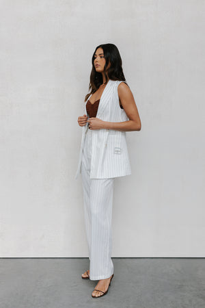 PRE ORDER MID-NOVEMBER - Cullen Blazer Dress - White Pinstripe