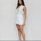 Cullen Mini Blazer Dress - White Pinstripe