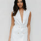 Cullen Mini Blazer Dress - White Pinstripe