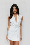 PRE ORDER MID-NOVEMBER - Cullen Blazer Dress - White Pinstripe