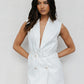 Cullen Mini Blazer Dress - White Pinstripe