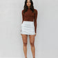 Sage Skirt - White Pinstripe