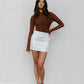 Sage Skirt - White Pinstripe