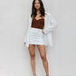 Sage Skirt - White Pinstripe
