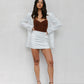 Sage Skirt - White Pinstripe