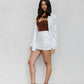 Sage Skirt - White Pinstripe