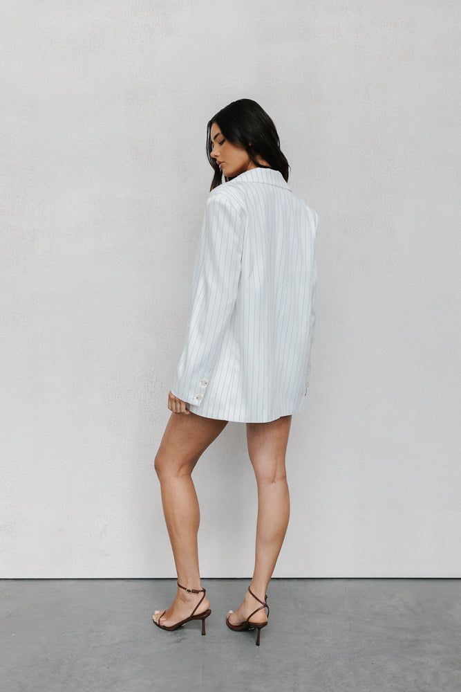 Sage Skirt - White Pinstripe