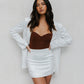 Sage Skirt - White Pinstripe