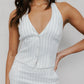 Sage Skirt - White Pinstripe