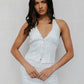 Sage Skirt - White Pinstripe