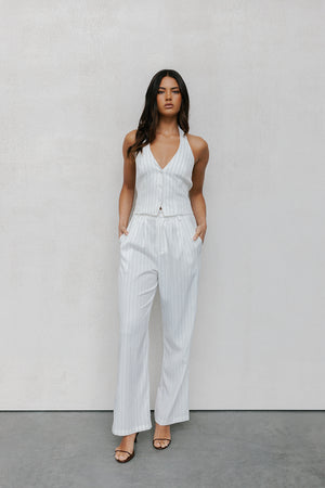 Cerlah Tailored Pants - White Pinstripe