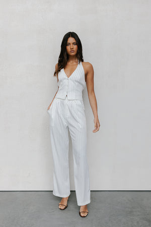 Cerlah Tailored Pants - White Pinstripe