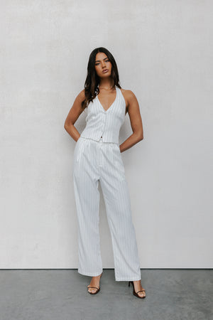 Cerlah Tailored Pants - White Pinstripe