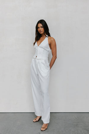 Cerlah Tailored Pants - White Pinstripe