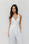 Cerlah Tailored Pants - White Pinstripe