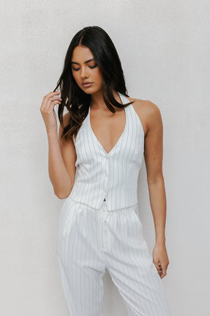 Cerlah Tailored Pants - White Pinstripe