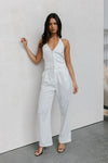 Cerlah Tailored Pants - White Pinstripe