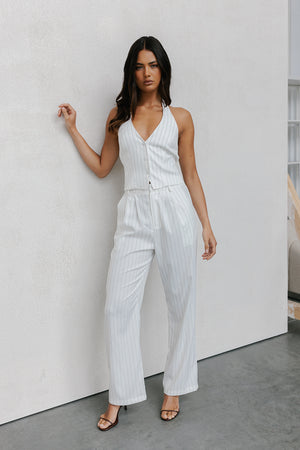 Cerlah Tailored Pants - White Pinstripe