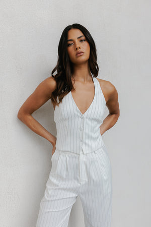Cerlah Tailored Pants - White Pinstripe