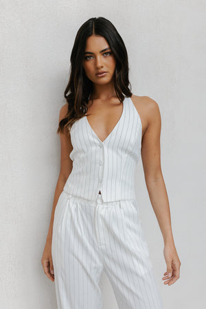 Cerlah Tailored Pants - White Pinstripe