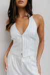 Cerlah Tailored Pants - White Pinstripe