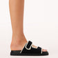 Abbot Knit Slides - Black/Cream