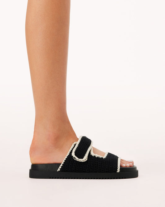 Abbot Knit Slides - Black/Cream