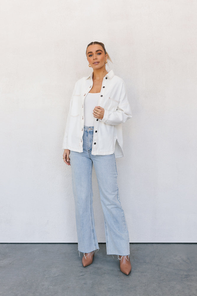 Xita Top White Denim