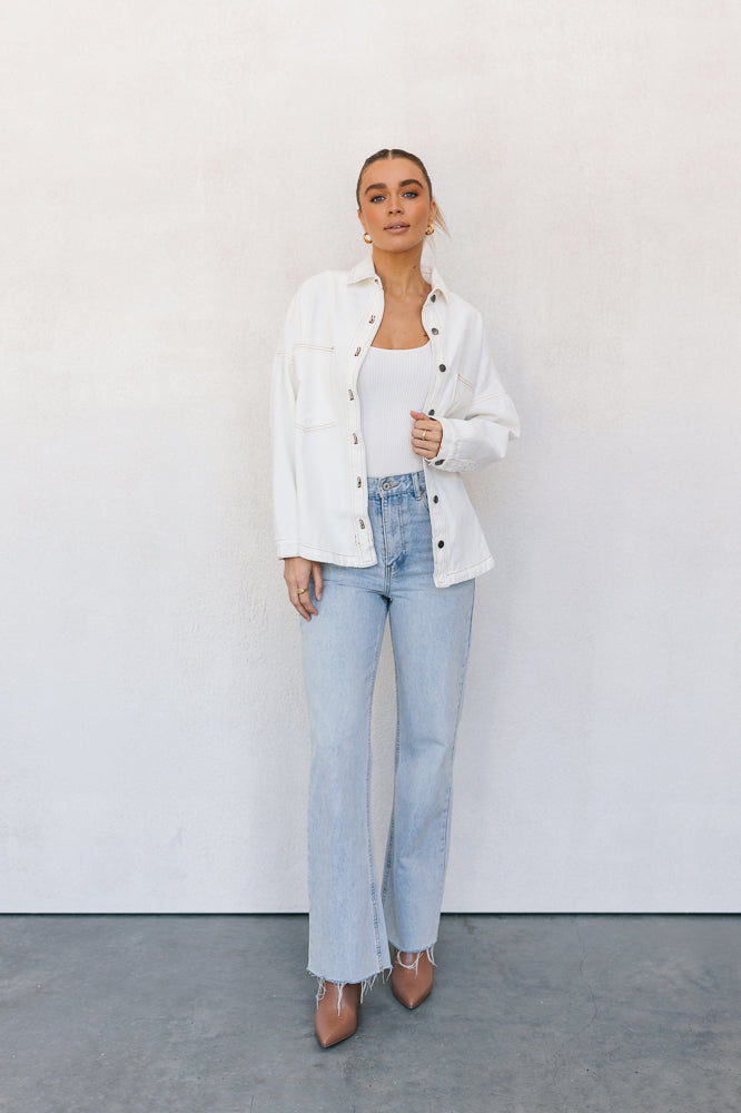 Xita Top White Denim