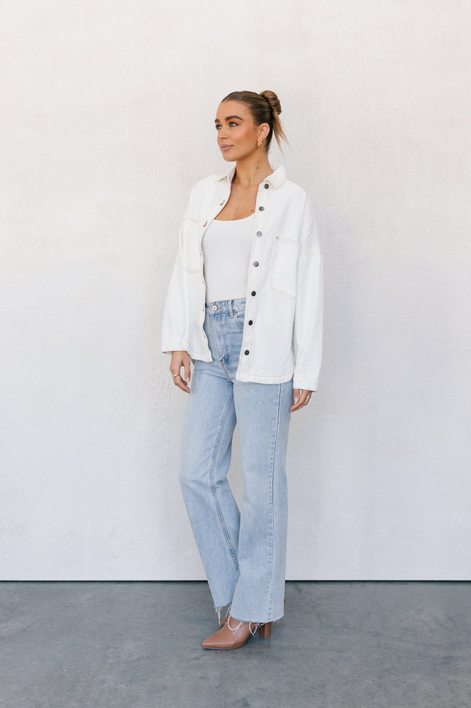 Xita Top White Denim