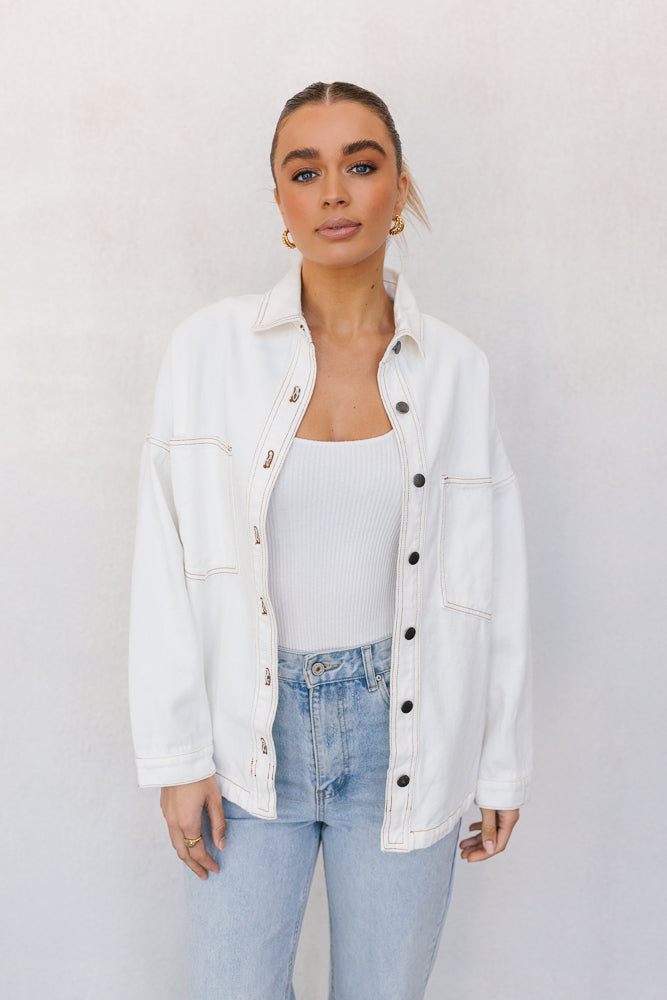 Xita Top White Denim