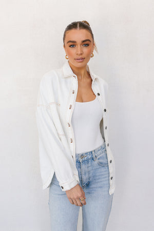 Xita Shacket - White Denim