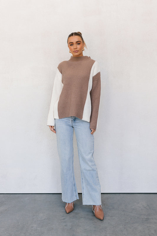 Zarli Jumper - Mocha/Cream Stripe