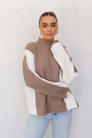 Zarli Jumper - Mocha/Cream Stripe