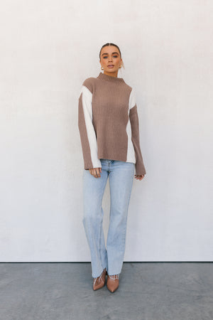 Zarli Jumper - Mocha/Cream Stripe