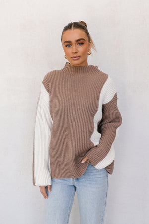 Zarli Jumper - Mocha/Cream Stripe